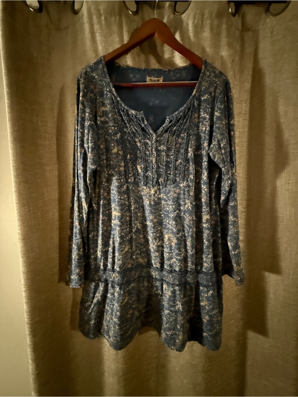Ruff Hewn Blue Floral Button-Front Tunic
